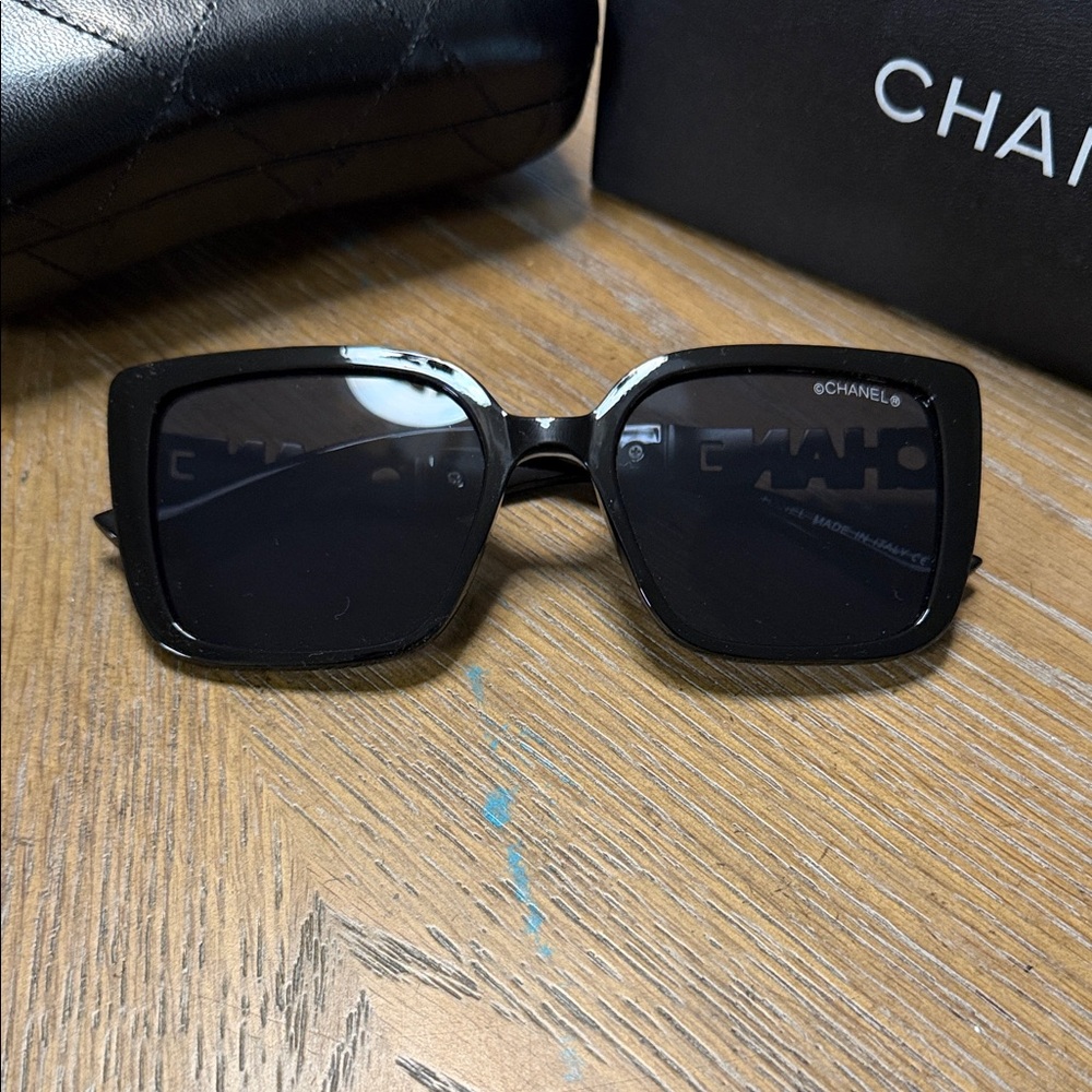 CHANEL Black Oversized Square Women's Sunglasses - Picture 3 of 8